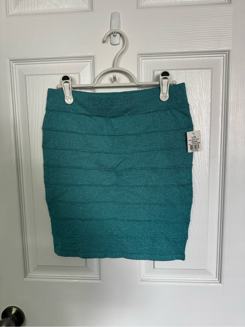 Glitter Teal Bandage Pencil Skirt